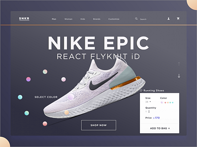 S N K R dark design gradients minimal nike shop sneaker style ui ukraine ux web