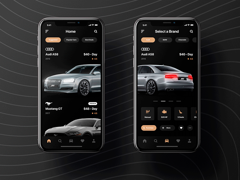 Rental Car App Light & Dark app concept free freebie freebie rental car app graphic design psd rental car rental car app ui uiux user interface