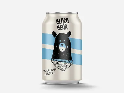 Black Bear Beer Can Design beer brand branding craft beer design food hand drawn handdrawn handwritten icon identity illustration logo logotype minimal organic package design packaging typography vector