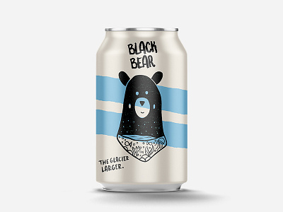 Black Bear Beer Can Design beer brand branding craft beer design food hand drawn handdrawn handwritten icon identity illustration logo logotype minimal organic package design packaging typography vector