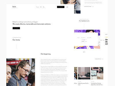 Rebel landing page | Design consultancy studio animation app business clear design icon interface modern product startup typography ui ux web webdesign