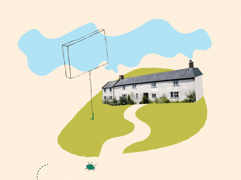 Friday Bank Holiday bold collage cottage illustration motiongraphics