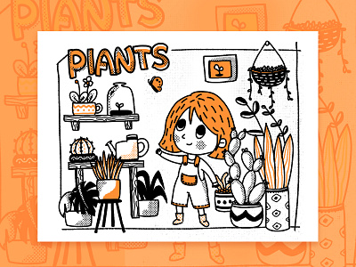 涂鸦Graffiti little practice design illustration line plants