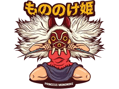 Mononoke Color adobe ghibli illustration illustrator teeshirt vector