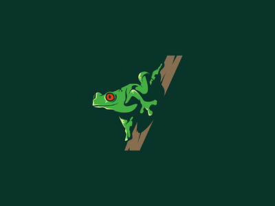 Green Frog frog negativespace design