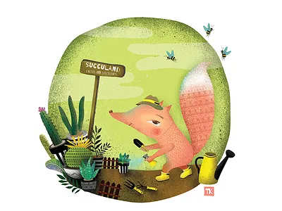Succulent lover <3 cactus fox gardening illustration succuland succulent succulent lover