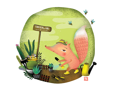 Succulent lover <3 cactus fox gardening illustration succuland succulent succulent lover