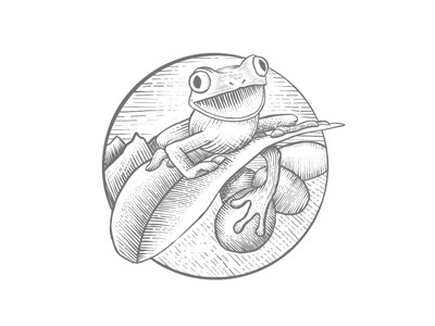 Frog Logo Linocut coffee drawing frog illustration linocut logo