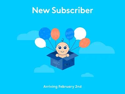 New Subscriber announcement baby balloon box celebrate illustration subscriber subscription