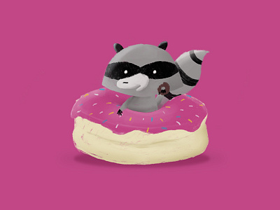 TO Trash Panda bandit donut doodle illustration raccoon sprinkles thief tim hortons toronto trash panda