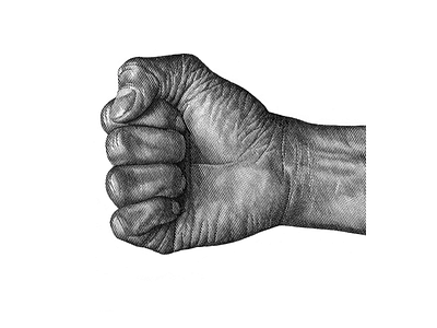 The Fist black and white hand line art muhammad ali pen and ink scratchboard
