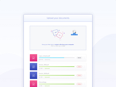 Documents Upload Component crm document documents drag drop files interface pdf ui upload ux