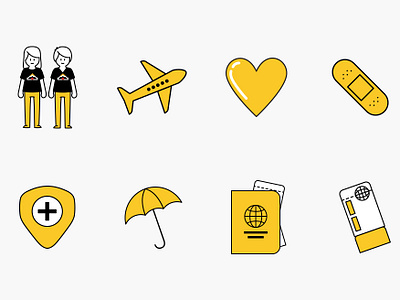 Icons for NGO Website education flat icon illustration infographic line design ngo safety signs travel volunteer