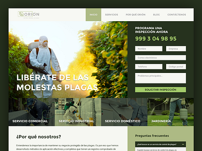 Lading page Orión adobe xd design diseño diseño web interfaces landing page one page design pest control sketch ui ui deisgn user interface design ux web