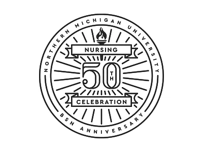 NMU - Nursing - 50th Anniversary 50th anniversary badge branding line logo northern michigan university nursing single weight