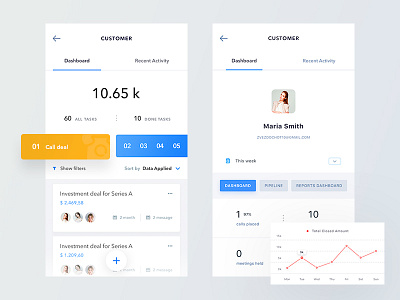 CRM concept crm dashboad flat graph mobile pipeline profile ui ux