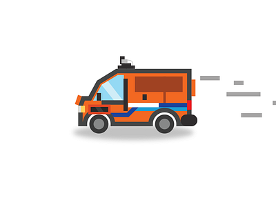 Orange van design flat icon iconography orange van