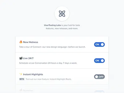 UserTesting Labs icon toggle switch ui