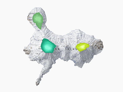 Island collage color green illustration island map