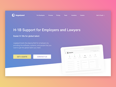 Legalpad Website Landing Refresh design illustrator immigration landing re brand website