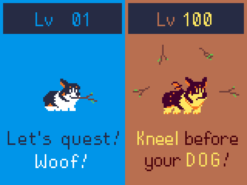 47 Levelup 8bit animation corgi dog levelup pixel dailies pixelanimation pixelart retro ドット絵