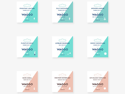 Waggo Tags brooklyn ecommerce hang tags icon design illustration layout modern dog brand new york pet brand print design retail tags typography visual designer waggo