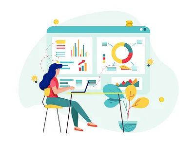 Enjoy Hard Work computer design enjoy girl icon illustration ui work