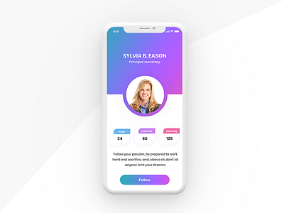 User Profile app clean design flat follow followers idea layout profile ui