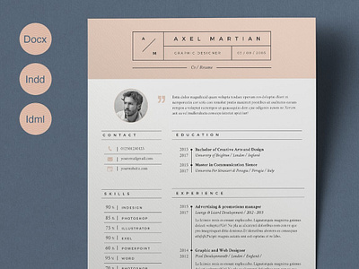 Resume Axel (2 pages) a4 clean resume creative resume curriculum vitae cv cv template doc modern modern resume professional resume resume template template