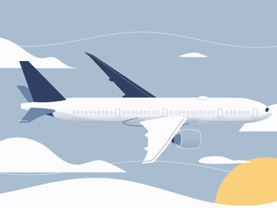 Plane 2d animation clouds gif plane sun