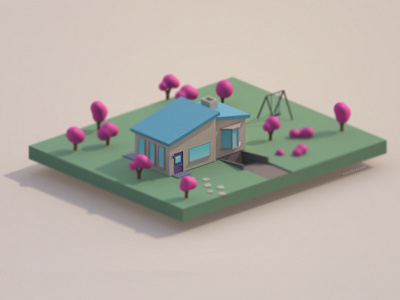 House 3d 3d art 3d render c4d cinema 4d cute environment home house landscape