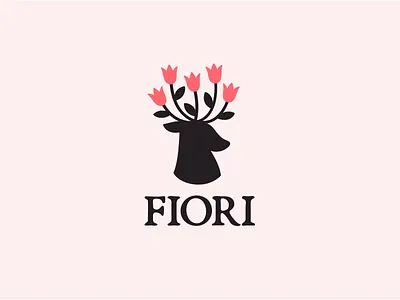 Dribbble animal cute deer flower logo logo logotype design monochrome pink tender