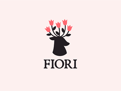 Dribbble animal cute deer flower logo logo logotype design monochrome pink tender