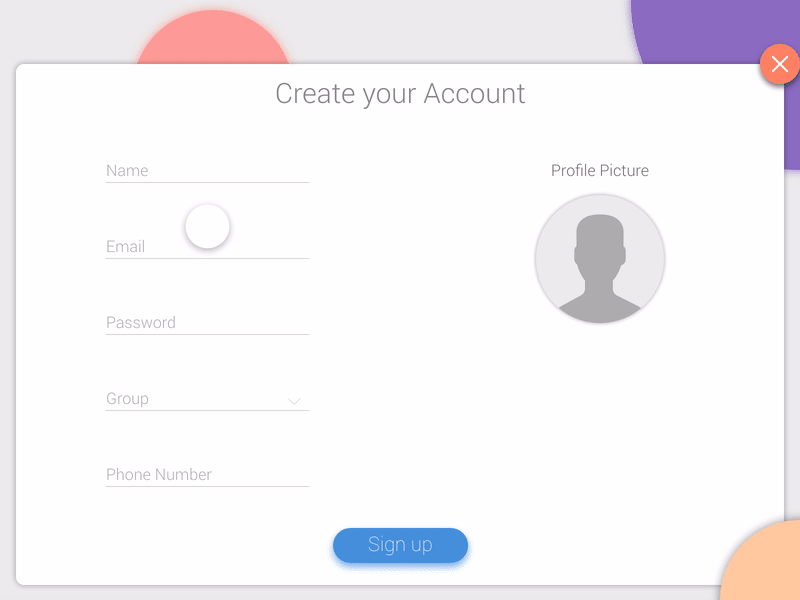 A simple Sign Up Modal abode xd adobe app design form gif minimalistic modal popup profile register sign sign up sign up form ui up ux