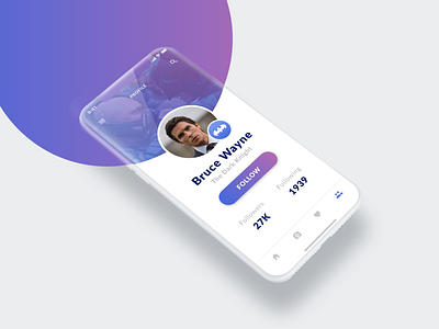 User Profile Daily Ui #006 006 app batman blue daily ui design gradiant iphone media phone profile purple social ui user userinterface ux