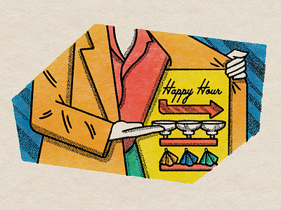 Happy Hour alcohol cocktails editorial halftone happyhour illustration