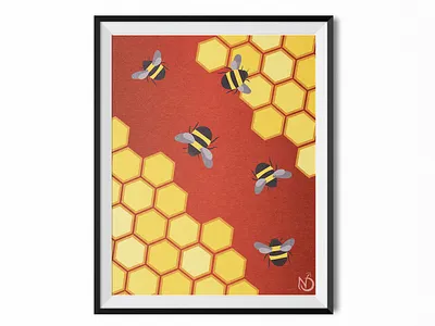 The Bees Knees adobe bees color design digital art digital drawing drawing graphic design honeycomb illustration illustrator nature nature art photoshop vector vectorart