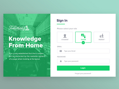 Login Form education grean interface login login form register subscribe ui
