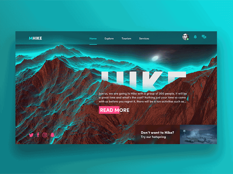 Hike adobephotoshop animation design futuristic graphics photoshop sketch typography ui uidesign ux uxdesign web webdesign website