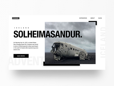 Iceland Plane Crash Landing iceland landing landing page photography travel ui ux