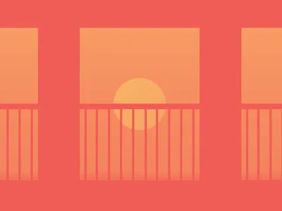 Sunset Railing art illustration vector