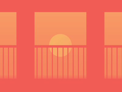 Sunset Railing art illustration vector