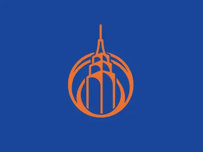 New York Knicks badge basketball empire state building flat icon illustration knicks logo new york new york city sports vector