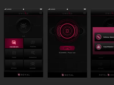 Dark Scan App app black controller design pink security ux