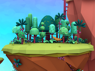 The Plantonim 3d art 3d illustration concept art design illustration island look development low poly pichipoy render sivan baron the plantonim trees