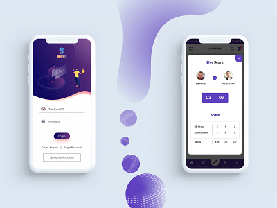 SWIFTBET - Login & View live score page ui app ui live score app ui login page