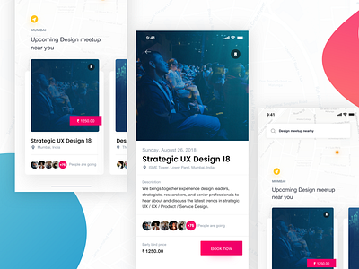 Design Meetups app clean design meetups ui ux