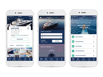 Ahoy Club - My Account mobile app my account ui ux