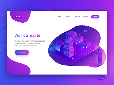 CloudStack - Landing Page hero image illustration landing page material design ui design