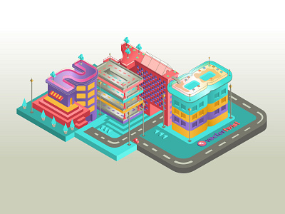 Isometric Buildings Numbers 2018 adobe illustrator cc illuatration isometric isometric design isometric illustration